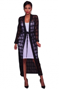 Mesh perspective with long-sleeved dress, White inside not included