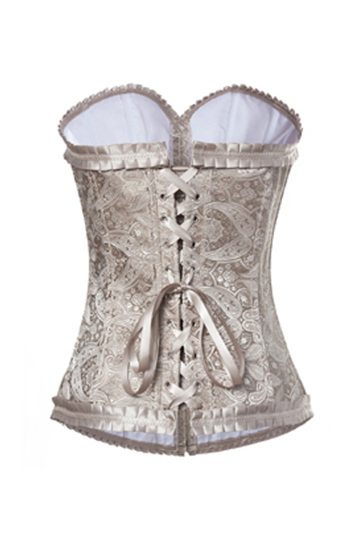 Apricot Passion Waist Cincher Boned Corset With Satin Brocade