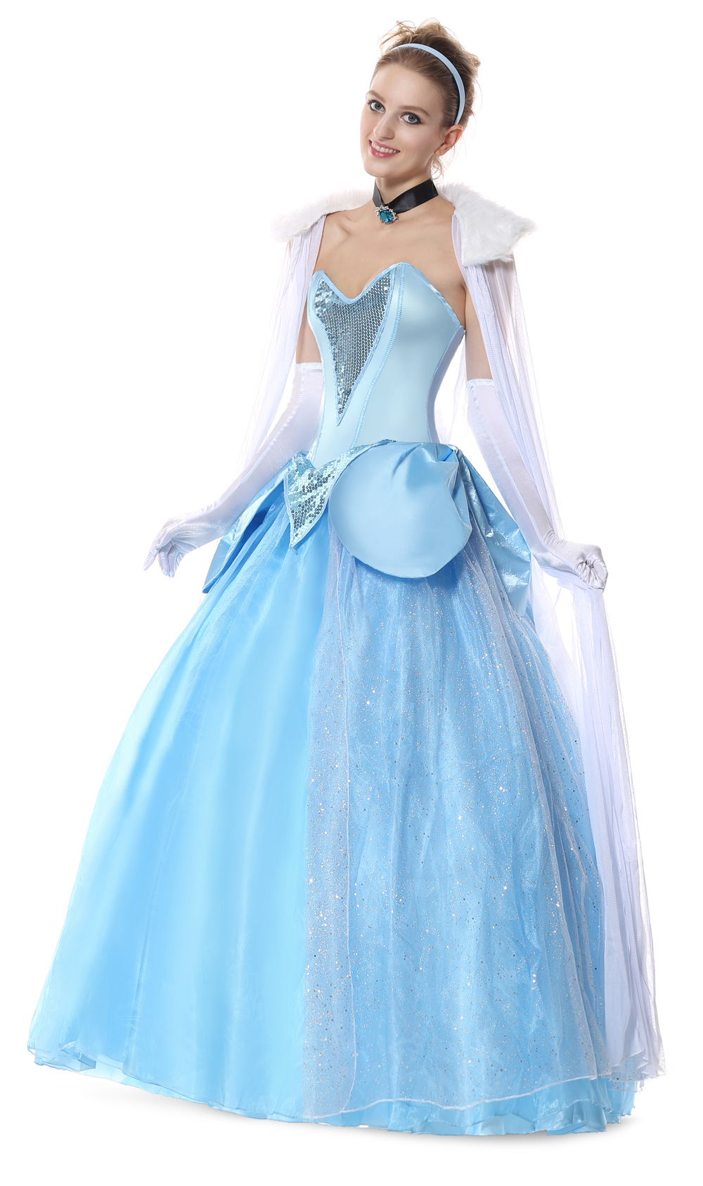 Deluxe Princess Long Gown Fancy Dress Cinderella Costume Fairy Tale Fantasy Cosplay Anime Sexy