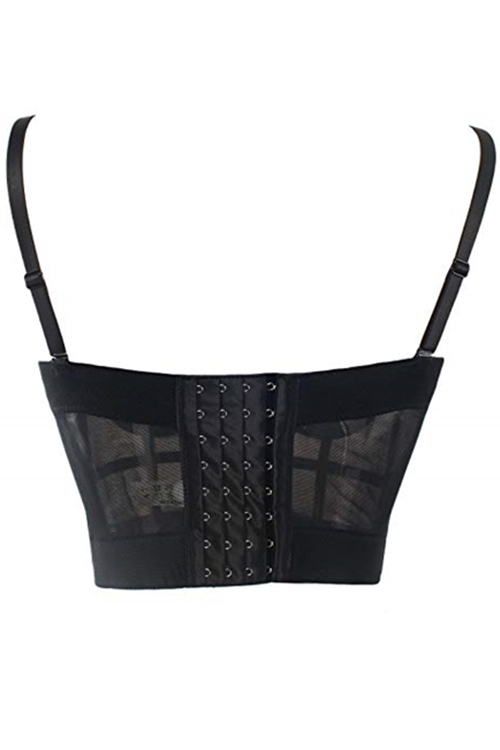 Black Mesh Tank Bra Tops Push Up Bralette