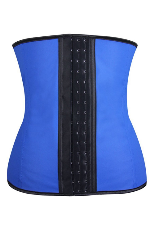 Blue Sport Latex Rubber Steel Boned Waist Trainer Cincher Underbust Corset